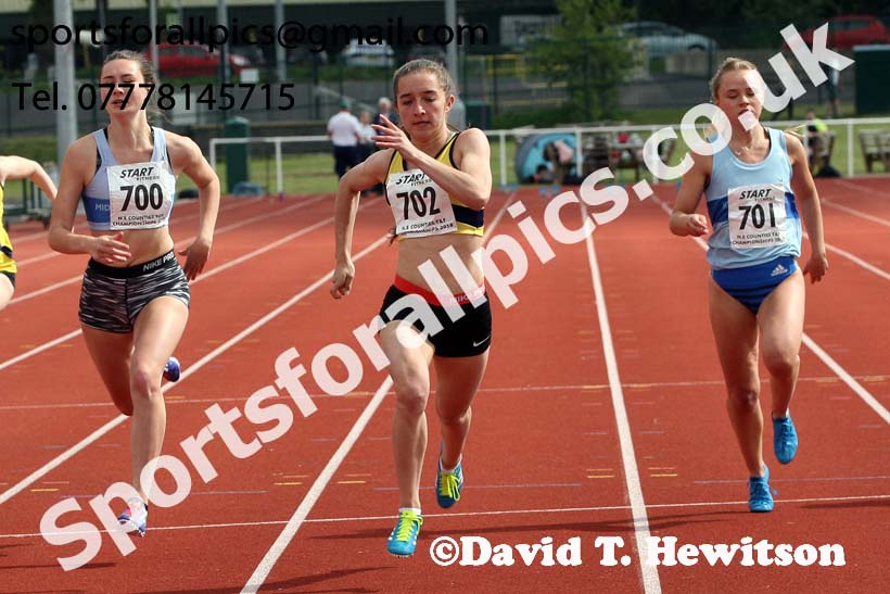 Womens under-20s 100 metres, North Eastern Track and Fields Champs., Middlesbrough. Photo: David T. Hewitson/Sports for All Pics